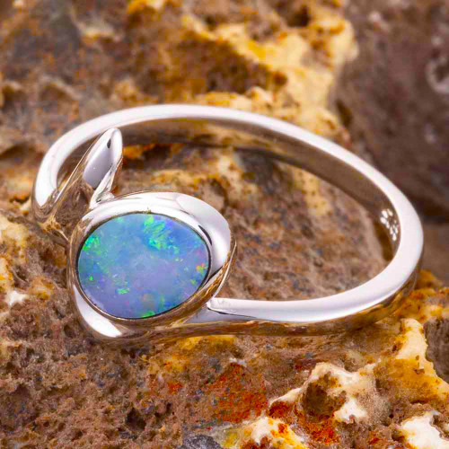NEPTUNE DREAM STERLING SILVER AUSTRALIAN OPAL RING NEPTUNE DREAM STERLING SILVER AUSTRALIAN OPAL RING